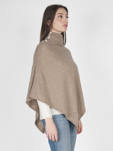 Cashmere Poncho with Buttons