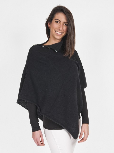 Cashmere Poncho with Buttons