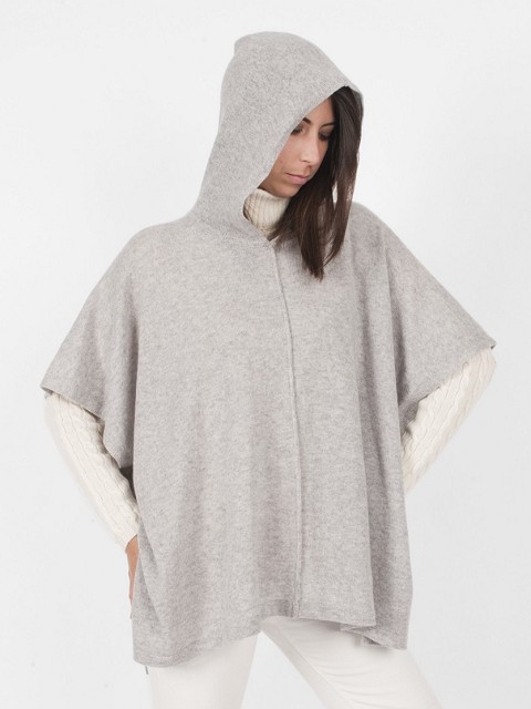 Square Hooded Cashmere Poncho