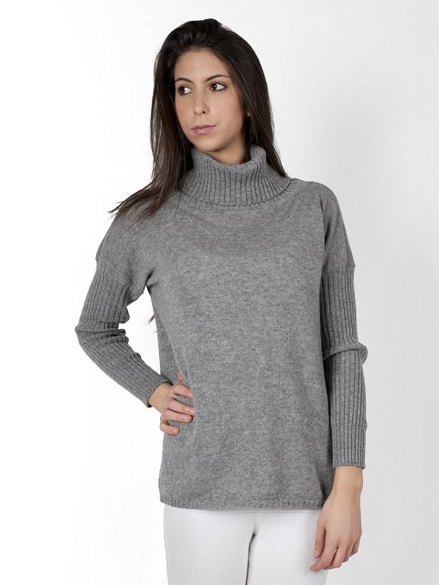 Rib Knit Turtle Neck Cashmere Sweater