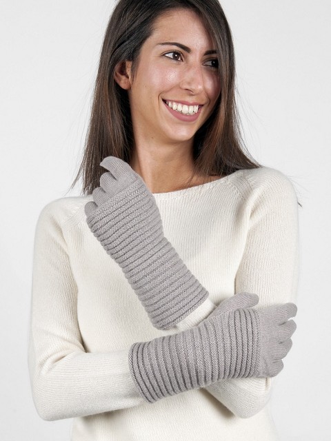 Rib Knit Cashmere Gloves