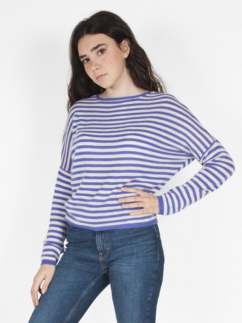 Striped Round Neck Cashmere Sweater