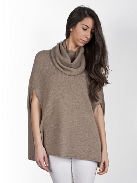 High Neck Poncho with Holes